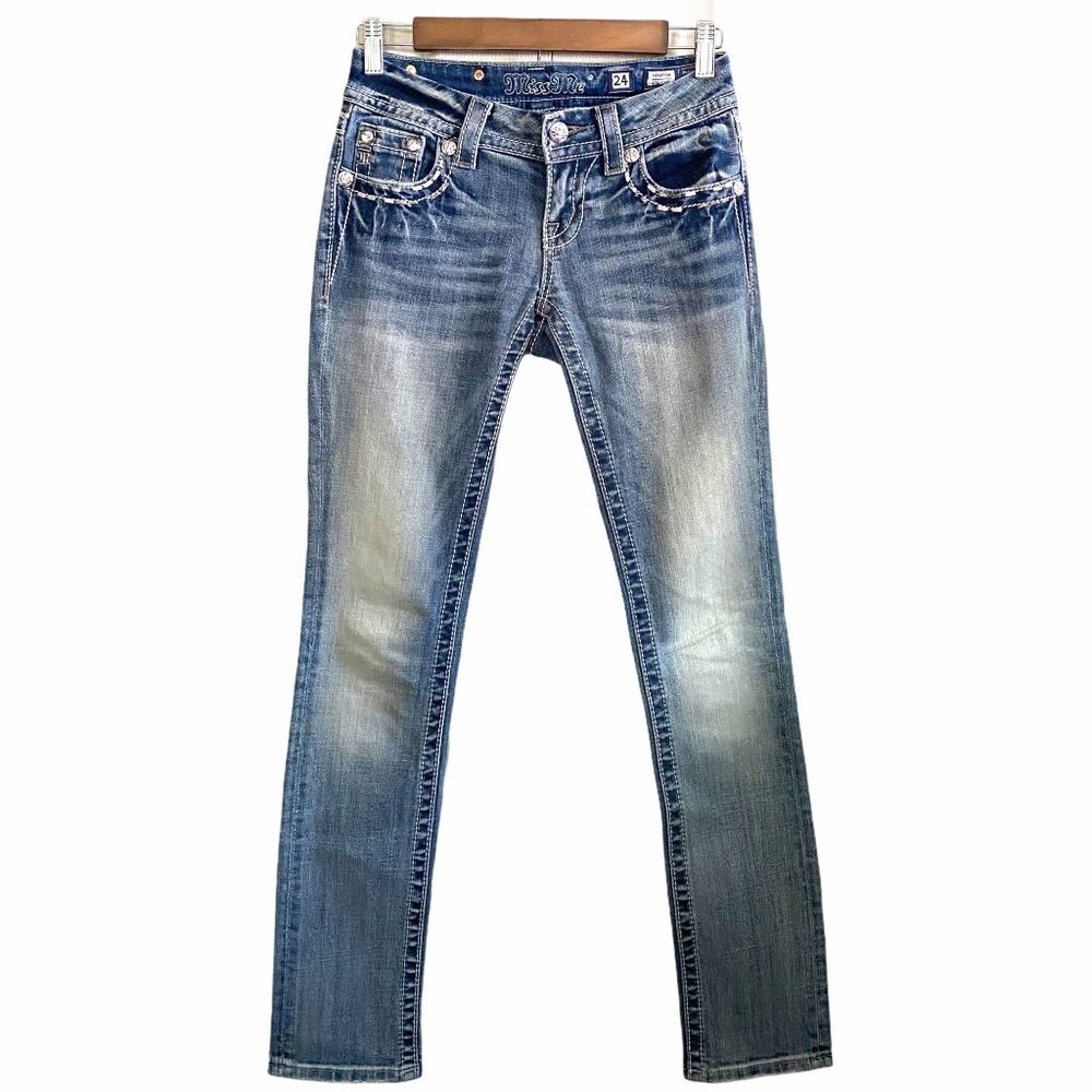 Miss Me Straight Light Wash Embellished Jeans